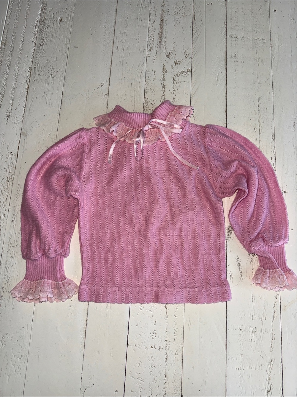 2/3 vintage Zellars Pink Ruffled Collar babies  Sweater